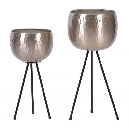 S/2 IRON 26"/22" HAMMERED BOWLPLANTERS, SILVER