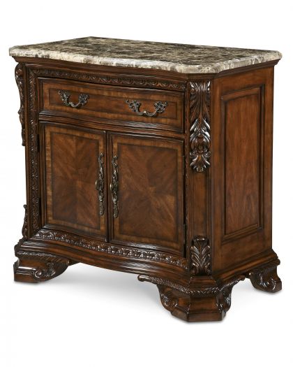 Old World Marble Top Nightstand