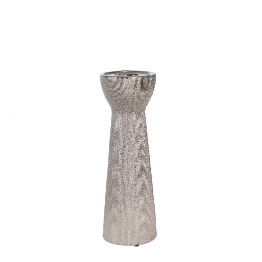 CERAMIC 12" BEAD CANDLE HOLDER,SILVER