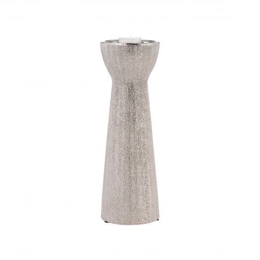 CERAMIC 12" BEAD CANDLE HOLDER,SILVER