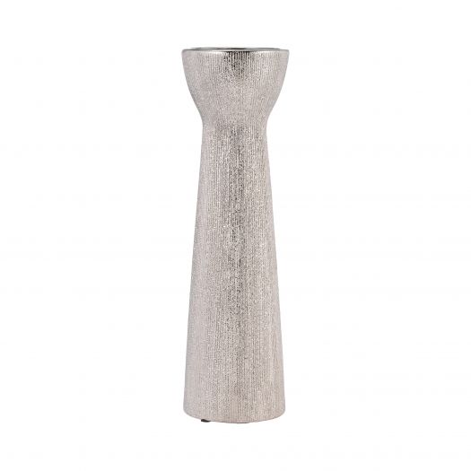 CERAMIC 14" BEAD CANDLE HOLDER,SILVER