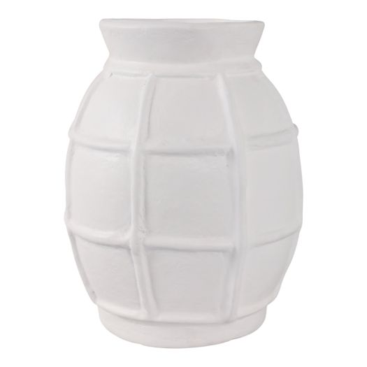 14x11 Windowpane Paper Mache Vase, White
