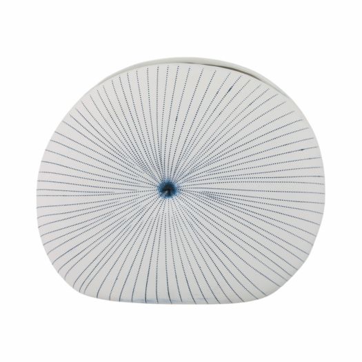 14x12 Round Dotted Shell Vase, White/blue