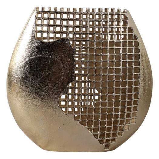 14x14 Partial Mesh Metal Vase, Gold