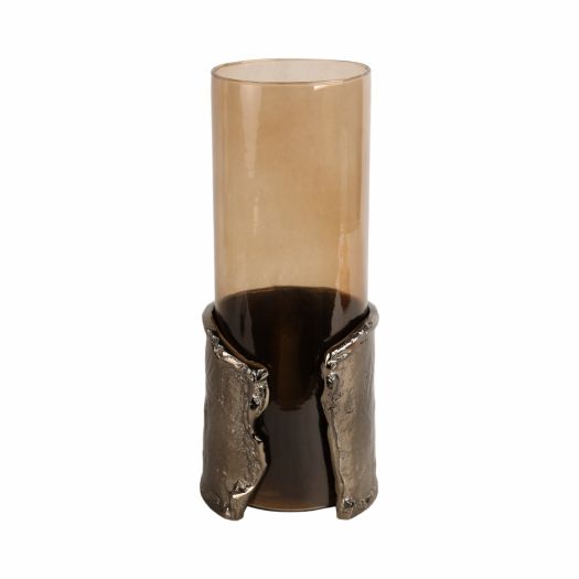 15 MAPUTO LG CANDLE HOLDER GLASS, BROWN