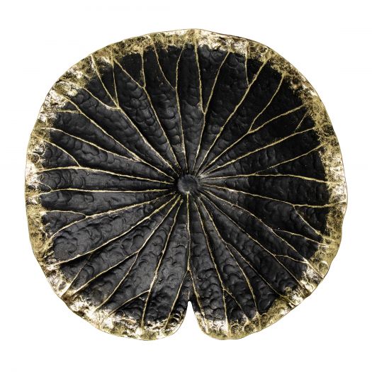 Polyresin 19" Lotus Wall Decor, Black/Gold