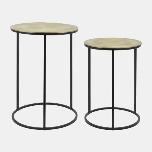 S/2 METAL 20/23" ROUND SIDE TABLE, MATTE BLACK