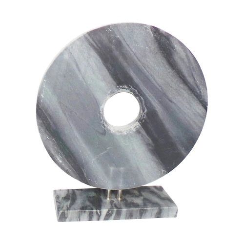 MARBLE 18"H DISK W/ BASE, GRAY