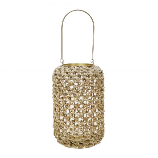 Rattan 12"H Hurricane Lantern, Natural