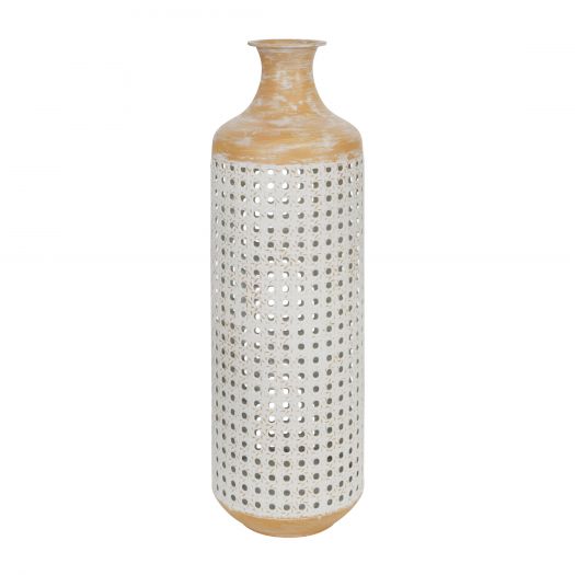 METAL 22" 2-TONE VASE, WHITE