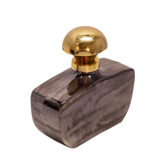 11H GLASS DECANTER W/ KNOB, BLACK