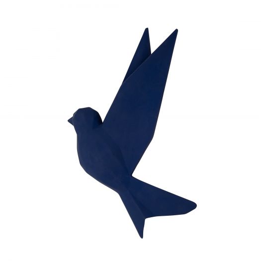 Resin 8" Origami Bird Wall Decor, Navy