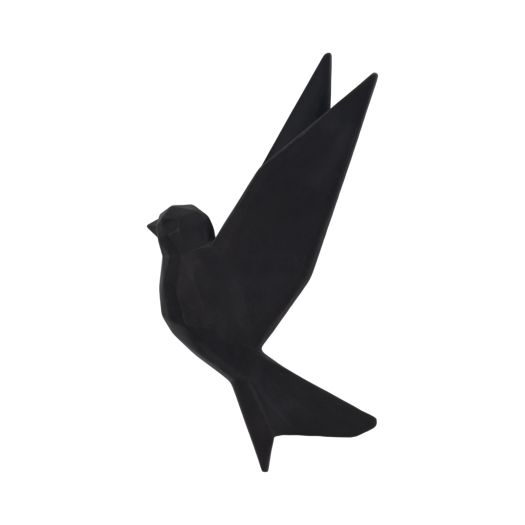 RESIN 8 ORIGAMI BIRD WALL DECOR, BLACK