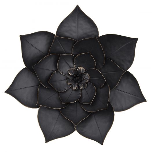 Metal 19" Lotus Wall Deco, Black