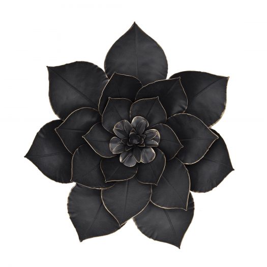 Metal 14" Lotus Wall Deco, Black