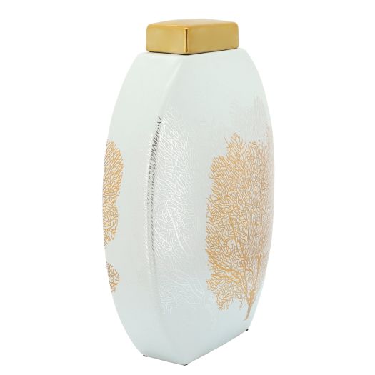 16 DECAL JAR W/ LID, GOLD