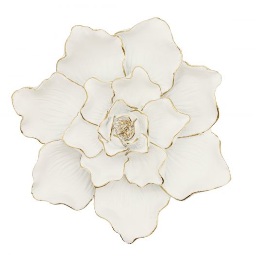 RESIN 9" FLOWER WALL ACCENT, WHITE