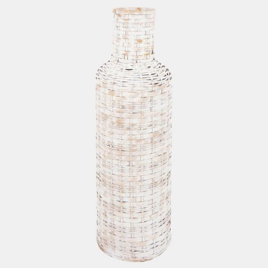 22"H WOVEN VASE, WHITE