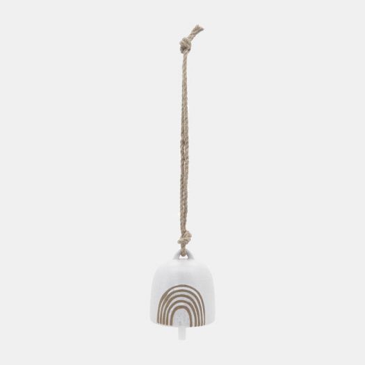 Cer, 4" Hanging Bell Rainbow, White/Beige