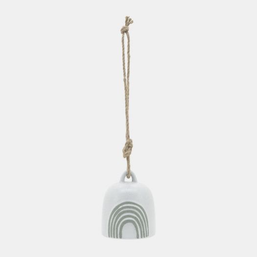 Cer, 4" Hanging Bell Rainbow, White/Green