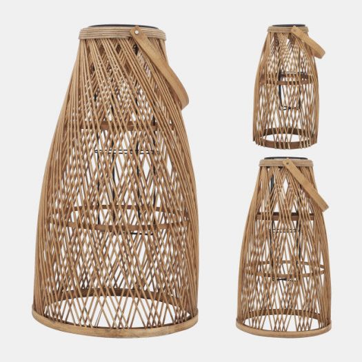 Bamboo, S/3 13/17/21" Woven Lantern, Brown