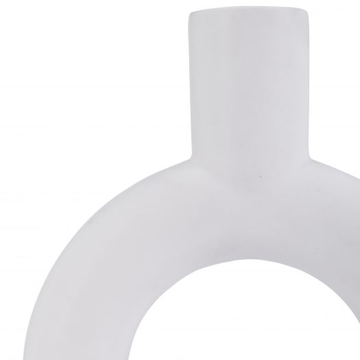 Cer, 9" Round Cut-Out Vase, White