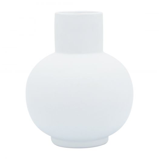 Cer, 8"H Bulbous Vase, White