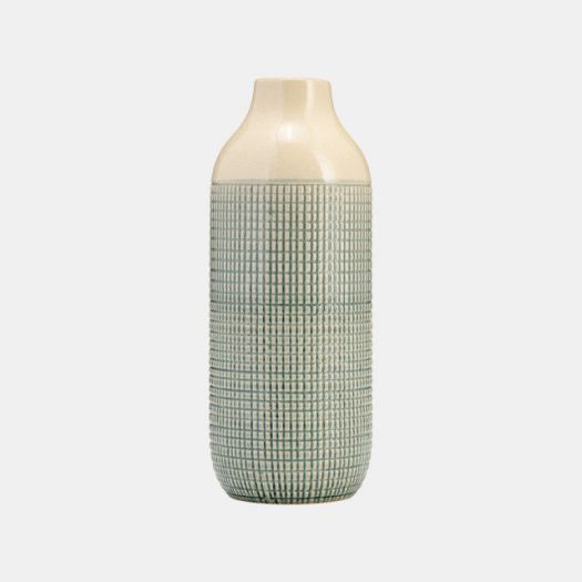 CER, 12"H 3-TONE VASE, LIGHT BLUE GREEN