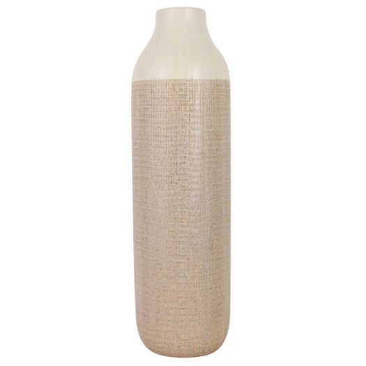 CER, 20" 2-TONE VASE, WHITE/TAN