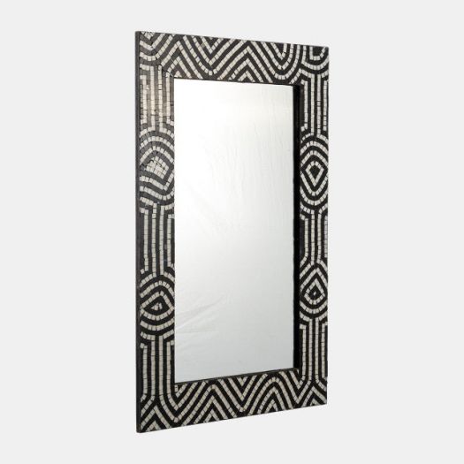 MOSAIC 24X36 MODERN TILED RECT MIRROR BLK/WHT
