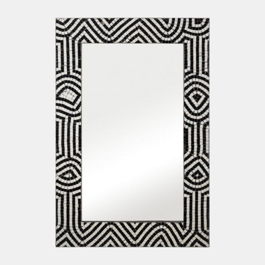 MOSAIC 24X36 MODERN TILED RECT MIRROR BLK/WHT