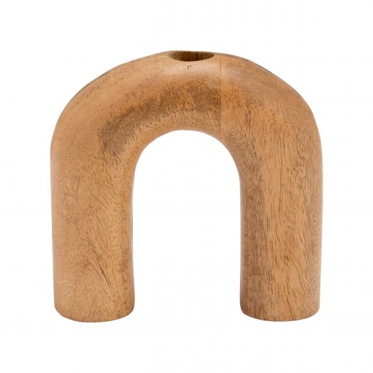 WOOD, 6"H HORSESHOE VASE, BROWN