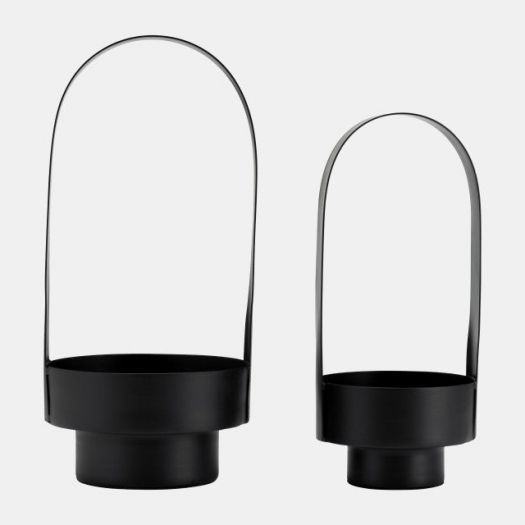 S/2 14/17", METAL LANTERN, BLACK