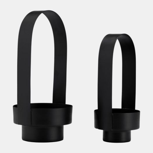 S/2 14/17", METAL LANTERN, BLACK