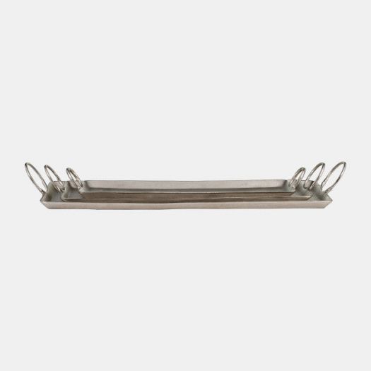 METAL, S/3 24X6/30X8/33X10" CASTED TRAYS, METALLIC