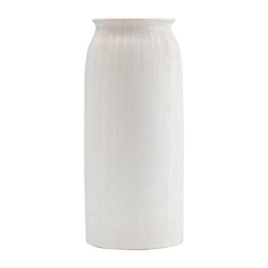 CER, 16H RIDGED VASE, WHITE