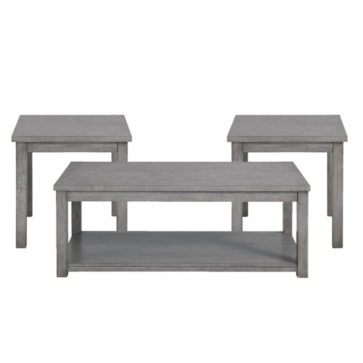 Rina Three Pack Occasional Set, Coffee W/ Casters In Grey