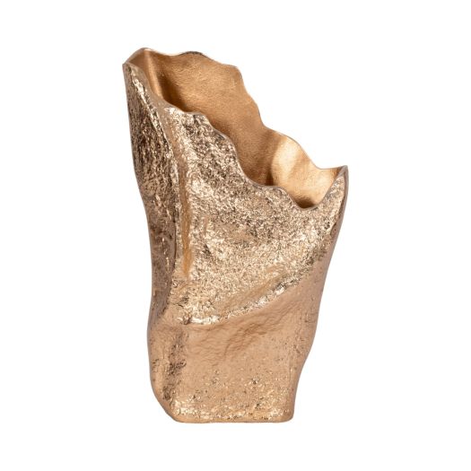 18 Organic Edge Metal Vase, Champagne