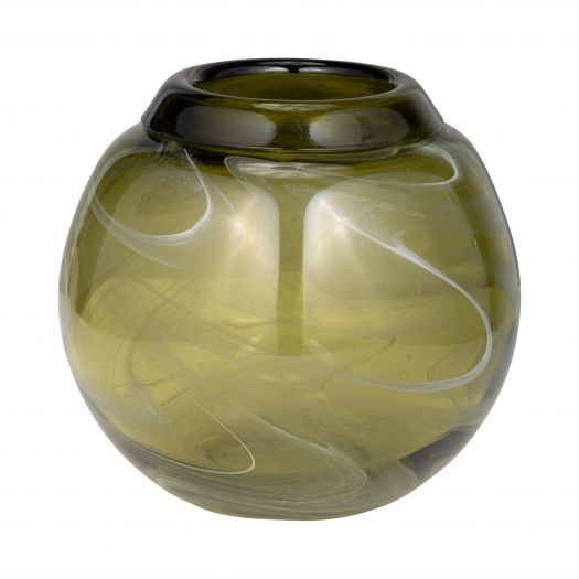 GLASS, 7" BOWL GREEN SWIRL
