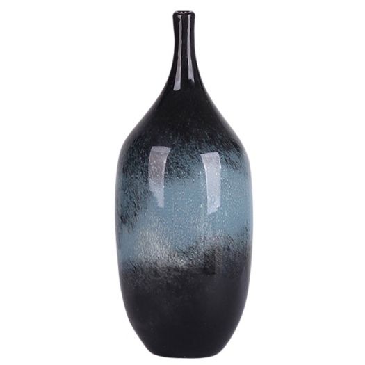 GLASS, 14" VASE BLUE OMBRE