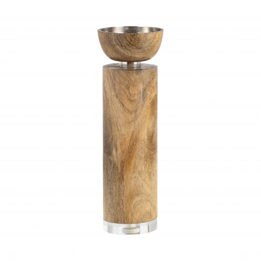 Wood, Acrylic Detail Taper Candleholder, Natur