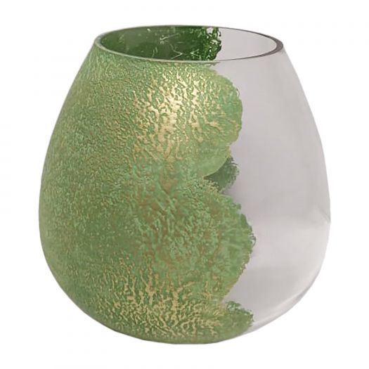 GLASS, 10" DIPPED VASE, GREEN