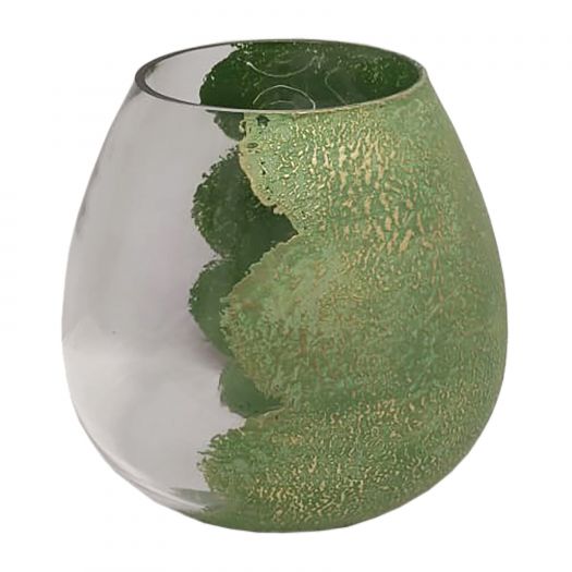 GLASS, 10" DIPPED VASE, GREEN