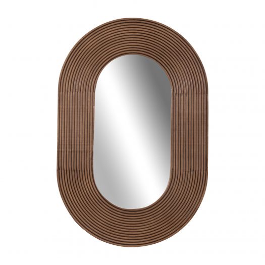 36" RIBBED OVAL MIRROR, WALNUT