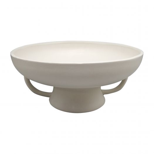 CER, 12" BOWL W HANDLES ON STAND, COTTON