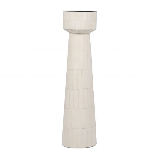 RESIN, 15" PILLAR CANDLEHOLDER, IVORY