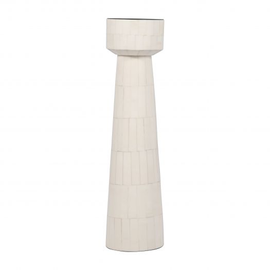 RESIN, 15" PILLAR CANDLEHOLDER, IVORY