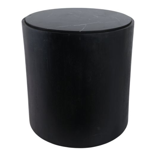 18x18 Marble Inlay Rnd Accent Table, Blk/wht