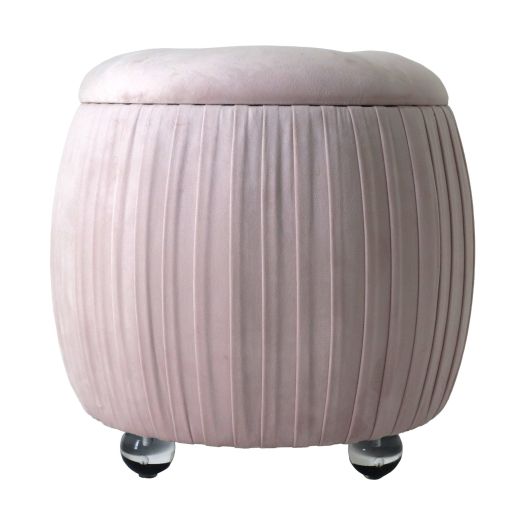 19 Newry Pink Velvet Storage Stool