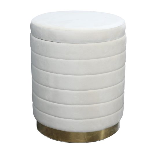19 Stirling Cream Velvet Storage Stool